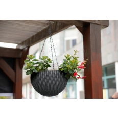 Závěsný květináč KETER Hanging Sphere - pískově šedý