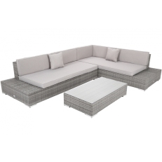 Rohová sedací souprava z technoratanu Panama Grey / Light Grey pravá