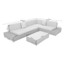 Rohová sedací souprava z technoratanu Panama Grey / Light Grey pravá