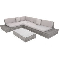 Rohová sedací souprava z technoratanu Panama Grey / Light Grey levá