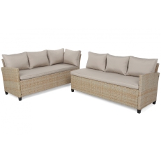 Rohová sedací souprava z technoratanu Lagos Beige