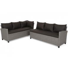 Rohová sedací souprava z technoratanu Lagos Muddy Grey / Black Melange