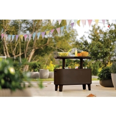 Zahradní barový stolek 2v1 KETER Breeze Bar - 83,5 x 40,5 x 50-74 cm - hnědý