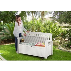 Zahradní lavice Keter Patio 227 L - 138,6 x 63,5 x 88 cm - bílá