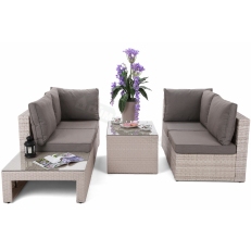 Rohová sedací souprava z technoratanu Milano Coffee Beige / Beige Melange