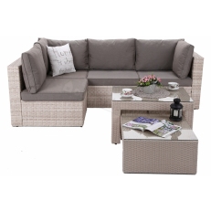 Rohová sedací souprava z technoratanu Milano Coffee Beige / Beige Melange