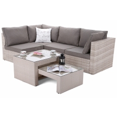 Rohová sedací souprava z technoratanu Milano Coffee Beige / Beige Melange