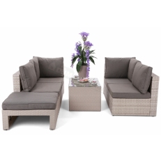 Rohová sedací souprava z technoratanu Milano Coffee Beige / Beige Melange