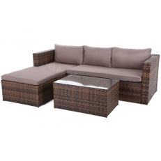 Rohová sedací souprava z technoratanu AMALFI Brown