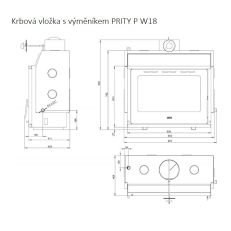 Krbová vložka s teplovodním výměníkem PRITY P W18