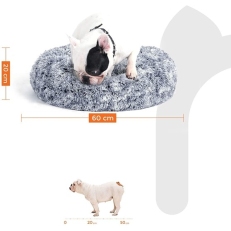 FEANDREA pelíšek pro psa nebo kočku, měkký PV sametový povrch, 60 cm - šedá barva