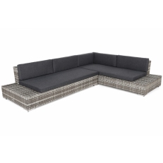 Rohová sedací souprava z technoratanu Panama Light Grey / Grey melange -  pravá