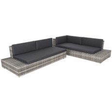 Rohová sedací souprava z technoratanu Panama Light Grey / Grey melange -  pravá