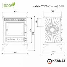 Litinová krbová  kamna P3 - 7,4 kW ECO