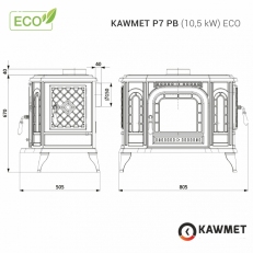 Litinová krbová  kamna P7 PB - 10,5 kW ECO