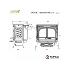 Litinová krbová  kamna PREMIUM ARES  S7 ECO