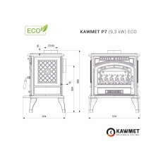 Litinová krbová  kamna P7 - 9,3kW ECO
