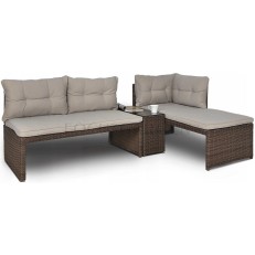 Rohová sedací souprava z technoratanu CANVAS Brown
