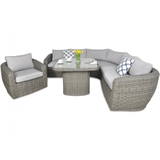 Rohový zahradní set ATENA DINING + křeslo Grey