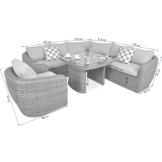 Rohový zahradní set ATENA DINING + křeslo Grey