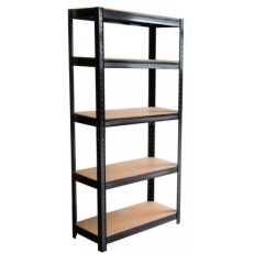 Kovový úložný regál černý GardenLine -5 polic 180 x 90 x 30 cm max 175 kg na polici