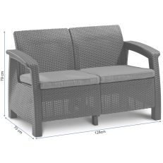 Zahradní pohovka Corfu Love Seat - 128 x 70 x 79cm - grafit / šedá