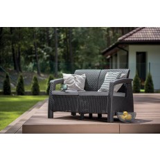 Zahradní pohovka Corfu Love Seat - 128 x 70 x 79cm - grafit / šedá