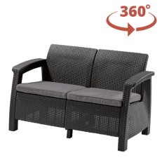 Zahradní pohovka Corfu Love Seat - 128 x 70 x 79cm - grafit / šedá