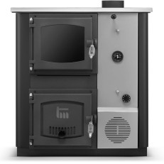 Kuchyňská kamna / kotel s výměníkem TEMY PRO 30 kW - pravá, černá