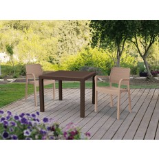 Jídelní stůl KETER Melody Quartet BOX - 95 x 95 x 74,5 cm - hnědý