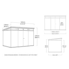 Zahradní domek Keter Artisan 11x7 - 340 x 218 x 226 cm - šedý / antracit