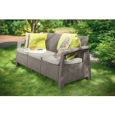 Zahradní pohovka Allibert Corfu Love Seat MAX - 182 x 70 x 79cm - cappuccino / krémová