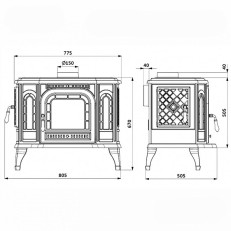 Litinová krbová  kamna P7 LB - 10,5 kW ECO