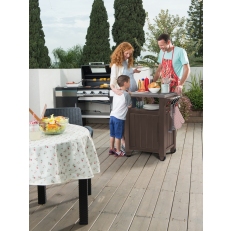 Multifunkční úložná skříňka a stolek Keter Unity Storage Buffet - 70 x 54 x 90 cm - hnědý