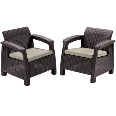 Zahradní sada Corfu II DUO - 75 x 70 x 79cm - hnědá / béžová