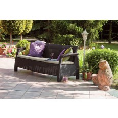 Zahradní pohovka Allibert Corfu Love Seat MAX - 182 x 70 x 79cm - hnědá / béžová
